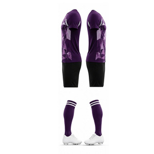 Conjunto de camiseta de fútbol sublimada geométrica morada para entrenamiento de fútbol, manga corta, uniforme deportivo que absorbe la humedad, equipación de fútbol - Product Image 2