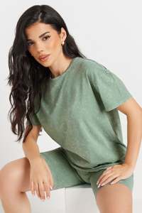 Camisetas de Mujer de Manga Corta en Color Verde Stone Wash, Ropa Casual, Camisetas de Mujer 100% Algodón, Camisetas de Mujer de Primera Calidad - Product Image 3