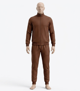 Chaqueta Deportiva Casual de Punto para Hombre, Color Marrón, con Cierre, Cuello Alto, Corte Regular, para Otoño - Product Image 1