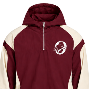 Mens Burgundy Neutral Colorblock Windbreaker <b>Hoodie</b> Lightweight Quarter Zip Pullover Jacket Outdoor <b>Running</b> Sports Casual Top - Product Image 3
