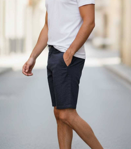 Shorts Bermuda en Coton Uni pour Homme, Taille Mi-Haute, Fermeture Boutonnée, Style Décontracté, Tissu Respirant - Product Image 3