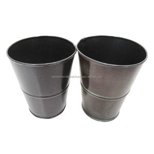 Maceta de jardín redonda galvanizada con acabado de Color marrón, maceta de jardín redonda inteligente, accesorios de jardín - Product Image 6