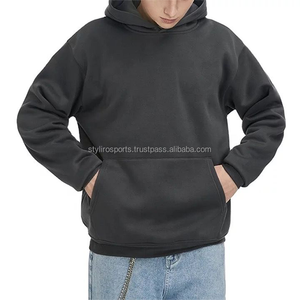 Sweat-shirts à capuche pour hommes avec logo personnalisé, 100% coton, poids lourd, hiver, épaules tombantes, sans cordon, design imprimé - Product Image 6