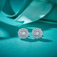 Pendientes de Lujo con Diamantes Cultivados en Laboratorio, Chapados en Oro y Plata, Corte Cojín, Joyería de Moda para Estudiantes Universitarios