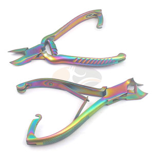 Coupe-ongles en titane multicolore arc-en-ciel avec ressort cylindrique en forme de lune, robuste, pour ongles épais et durs - Product Image 1