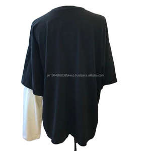 Custom your logo double layers collar short <b>long</b> <b>sleeve</b> round neck <b>t</b>-<b>shirt</b> <b>mens</b> heavy weightoversized plain tshirt - Product Image 3