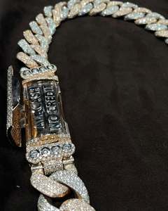 Pulsera Clásica de Eslabones Cubanos con Moissanita Bicolor, Plata 925 Bañada en Rodio, Estilo Iced Out Hip Hop para Fiesta Unisex - Product Image 2