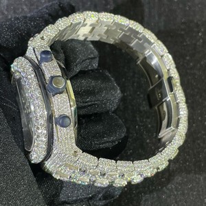 Montres classiques unisexes hip-hop artisanales personnalisées avec diamants Moissanite VVS1, bracelet en acier inoxydable, affichage analogique mécanique - Product Image 3