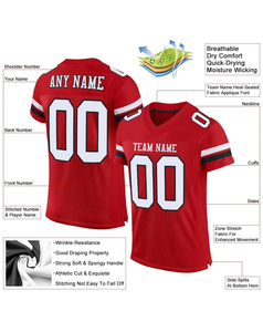 Men's Custom Design Anti-Bacterial <b>Heat</b>-Transfer Printed 100% Polyester American Sports Jersey Breathable Custom Size Front - Product Image 5