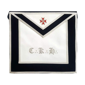 Tablier maçonnique brodé sur mesure, rouge, blanc, bordure dorée, style classique, accessoire de cérémonie pour franc-maçon - Product Image 4