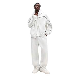 Sweat à capuche zippé en molleton épais 500 GSM avec logo frontal personnalisé, impression en relief et passepoil contrastant pour homme - Product Image 3