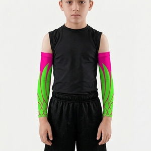 Mangas de brazo con estampado geométrico para mujer, poliéster con impresión digital UPF50+, longitud tres cuartos - Product Image 4