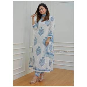 กางเกงผ้าคอตตอนพิมพ์ลายดิจิทัลทันสมัยสีขาว - Product Image 6