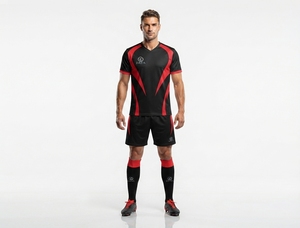 Tenue de sport pour adultes, uniforme de football, ensemble d'entraînement professionnel, maillot et short athlétiques respirants à séchage rapide, ensemble actif 100% - Product Image 3