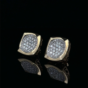 1.38 CTW Round Lab Grown <b>Diamond</b> <b>Square</b> Stud <b>Earrings</b> 10K Yellow Gold Geometric IGI Certified Jewelry Anniversary Gift For Her - Product Image 1
