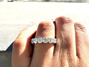 Wholesale Fine Jewelry Round Cut <b>925</b> Sterling <b>Silver</b> Eternity Moissanite <b>Ring</b> Promise Wedding Band for Women Girls - Product Image 2