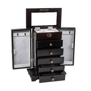 Organizzatore per Gioielli in Legno a 6 Livelli con 5 Cassetti, Mobiletto Marrone - Product Image 1
