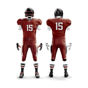 Men's Black Red <b>White</b> American Football Uniform Set Jersey Padded Pants Custom Name Number OEM Sublimation Wholesale Factory - Product Image 6
