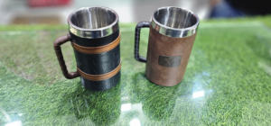 แก้วมักทำจากไม้อะคาเซียสำหรับดื่มน้ำชากาแฟพร้อมที่จับแก้วเบียร์ไม้สไตล์แฟนซี - Product Image 4