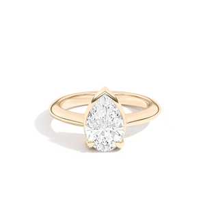Anillo de Diamante Cultivado en Laboratorio de 2 Quilates en Forma de Pera, Oro Sólido de 14K/18K, Bisel Inclinado, Doble Garra, Precio al por Mayor B2B, Fabricante - Product Image 2