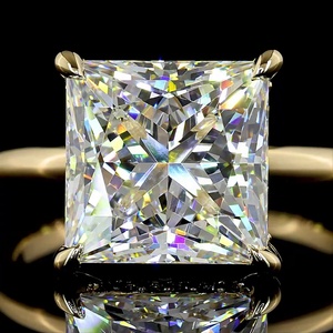 Anillo de Diamante Cultivado en Laboratorio con Corte Princesa de 5 Quilates, Certificado por IGI, Oro Amarillo Sólido, Solitario de 4 Puntas, Joyería Fina de Oro Amarillo, Venta al Por Mayor - Product Image 3