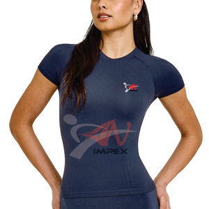Haut de yoga léger et à séchage rapide pour le printemps, coupe ajustée, manches courtes, idéal pour la course et le fitness - Product Image 2