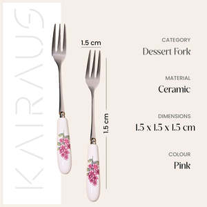 Lot de 6 fourchettes à dessert jetables à manche en céramique Lilac Bloom pour la maison, le restaurant, la rentrée scolaire, pour les fruits ou le dîner - Product Image 4
