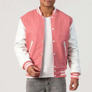 Chaqueta Varsity para Hombre con Mangas de Lana, Cierre de Cremallera, Corte Regular, Casual, Primavera, Resistente al Viento, Transpirable, Impermeable, Cuello Camisero - Product Image 5