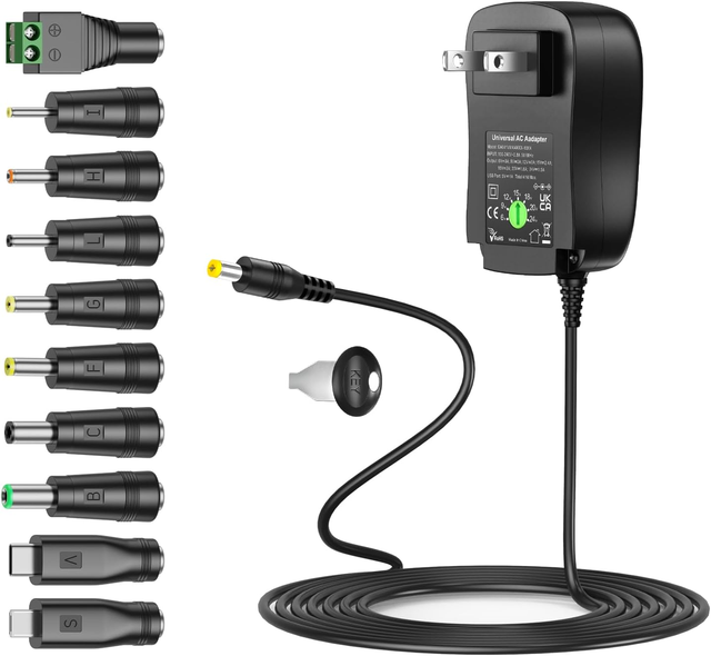 6-24V Universal Power Supply AC Adapter Charger with 5V 1A USB Port DC Power Cord 41W Max for Fan Speaker LED Strip Lights