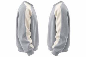 Sweat-shirt à col rond et manches raglan, coupe classique, en coton tricoté, pull décontracté d'automne, couleur unie, sans doublure, respirant - Product Image 3