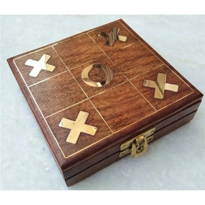 Juego de Tic Tac Toe de Madera de Lujo Hecho a Mano con Piezas de Latón, Decoración Vintage para Mesa de Centro, Juego de Mesa para Regalo Familiar - Product Image 2