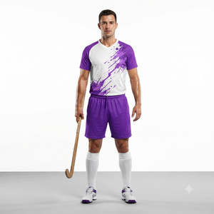Ensemble d'uniformes de hockey sur gazon personnalisés pour femmes, hommes et jeunes – Maillot et short en polyester respirant avec sublimation personnalisée - Product Image 2