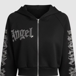 Custom Rhinestone Zipper-Up Logo Fleece Oversized Fit Heavy 100% Cotton Acid Wash <b>Sun</b> Faded Winter Unisex Sweatshirt Streetwear - Product Image 4