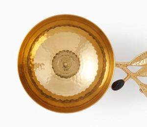 Bol décoratif en forme de branche d'olivier dorée, centre de table en métal fait main, style moderne, décoration de table de mariage - Product Image 3