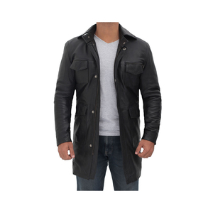 Abrigo de Cuero para Hombre, Corte Ajustado, Chaqueta Larga, Diseño Moderno, Cuero PU, Ajuste Cómodo, Prenda Elegante para Invierno, Informal, para Fiestas - Product Image 4