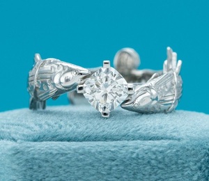 Luxury Round Cut Moissanite Fish Design Ring Artistic Nature Inspired Statement Ring Hip Hop Jewellery Unique Designer Ring - Product Image 1