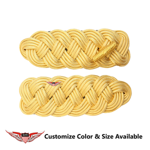 KEW Epaulettes Yellow <b>Braided</b> Bullion Wire Shoulder Board Eco-Friendly Vintage Style Customizable Luxury Durable <b>Accessory</b> - Product Image 2