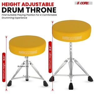 5 Core Drum Throne 3" Thick <b>Padded</b> Memory Foam Comfortable Drummer <b>Stool</b> 200Lb Capacity Adjustable - Product Image 5