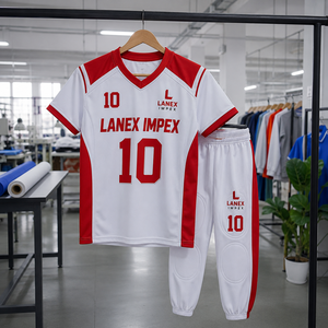 High Quality Men Custom American Football Uniform Practice Wear White Red Sublimation Print Breathable Polyester Adult Unisex - Product Image 5