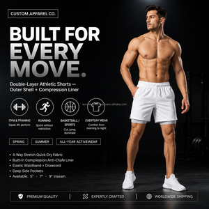 Custom Color Combination Two <b>Layer</b> Performance Shorts Breathable Mesh Fabric Inner Brief Liner Dual Side Pockets Wear Sport - Product Image 4