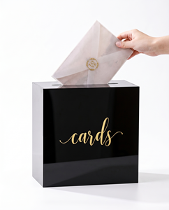 Boîte à vœux et boîte à cartes de mariage personnalisée en acrylique de 3 mm avec serrure, porte-cartes de mariage personnalisé avec logo - Product Image 1