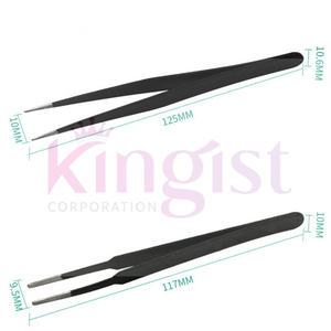 Custom 4-Piece Stainless Steel Handmade Eyebrow Makeup <b>Tool</b> Kit with Curved Slanted Pointed Eyelash Tweezers Set - Product Image 4