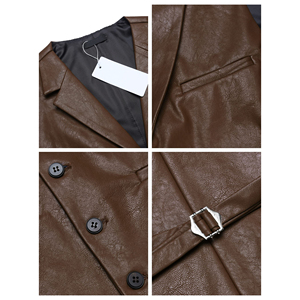 Chaleco de cuero transpirable y duradero de alta calidad, diseño de logotipo personalizado, ropa de moda para exteriores, chaleco de cuero para motocicleta para hombre - Product Image 3