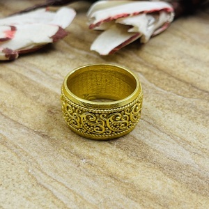 Modern Best <b>Chunky</b> Brass Band <b>Ring</b> Tribal Pattern <b>Rings</b> Women Brass <b>Ring</b> Women 18k Gold Plated Ethnic Filigree Jewelry Wholesale - Product Image 4