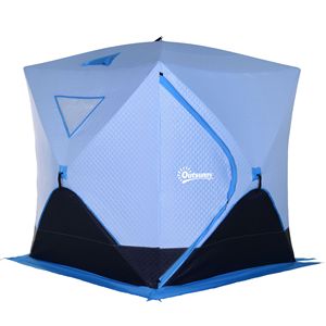 Tenda da Pesca sul Ghiaccio Portatile Isolata per 4 Persone, Gazebo da Spiaggia con 2 Porte, Borsa per il Trasporto e Accessori Leggeri Inclusi - Product Image 1