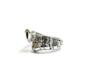 Bague enveloppante hypoallergénique en argent sterling 925 poli miroir, motif texturé galet, style unique, bijoux unisexe - Product Image 3