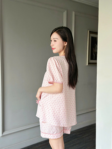 Conjunto de ropa de casa de lino para mujer con estampado de lazo B772, absorbente de sudor, buen precio - Product Image 5