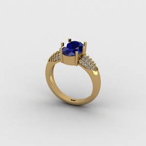 Hermoso Anillo de Compromiso para Mujer con Zafiro Azul de 11x8mm, Plata 925 y Oro 18k, Cuarzo y Circonita Cúbica, Engaste de Garras Ovalado de Lujo - Product Image 3