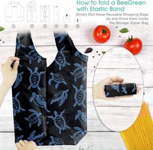 ของขวัญสำหรับผู้หญิงที่รักเต่าทะเล กระเป๋าช้อปปิ้งลายสัตว์ทะเล ใช้ซ้ำได้ ขนาดใหญ่พิเศษ ลายเปลือกหอย ลายฉลาม ลายเกล็ดนางเงือก ลายวาฬ - Product Image 3