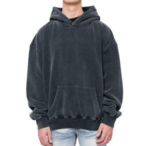 Sudadera con Capucha de Algodón French Terry de Primera Calidad, con Estampado Gráfico Personalizado, Lavado Ácido Vintage, Talla Grande para Hombre - Product Image 1